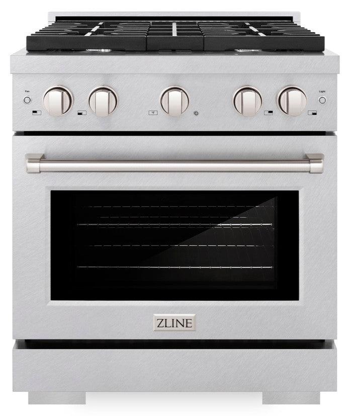 ZLINE 30" 4.2 cu. ft. Paramount Dual Fuel Range with 4 Burners in DuraSnow® Stainless Steel, SDRS-30