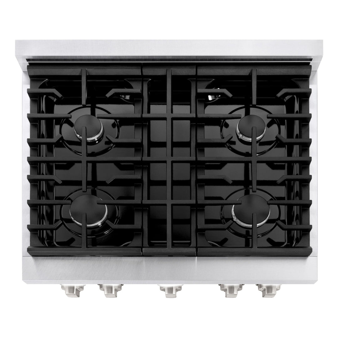 ZLINE 30" 4.2 cu. ft. Paramount Dual Fuel Range with 4 Burners in DuraSnow® Stainless Steel, SDRS-30