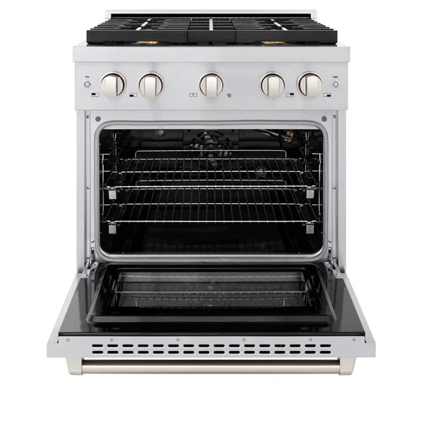 ZLINE Paramount 30" Gas Range with Convection Oven and 4 Brass Burners in Stainless Steel, SGR-BR-30