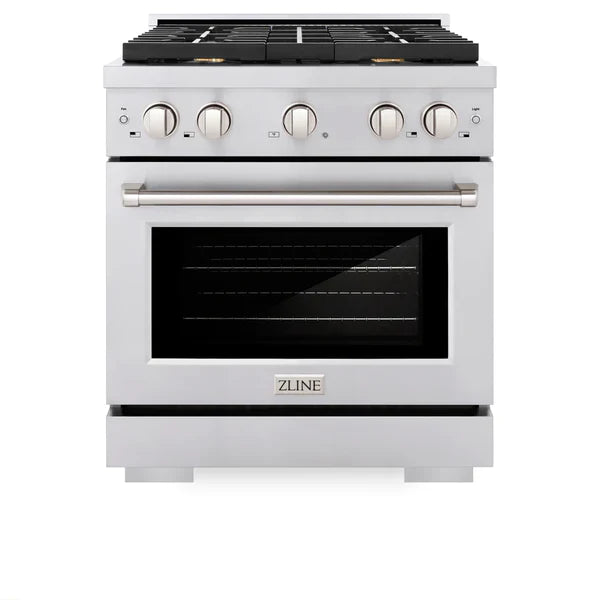 ZLINE Paramount 30" Gas Range with Convection Oven and 4 Brass Burners in Stainless Steel, SGR-BR-30