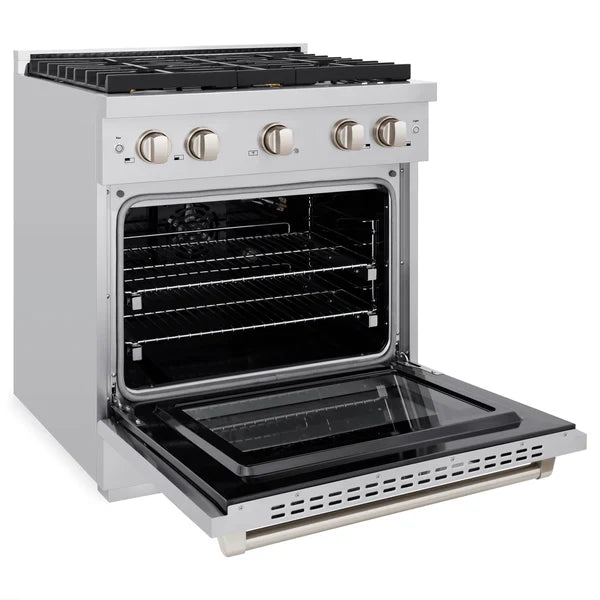 ZLINE Paramount 30" Gas Range with Convection Oven and 4 Brass Burners in Stainless Steel, SGR-BR-30