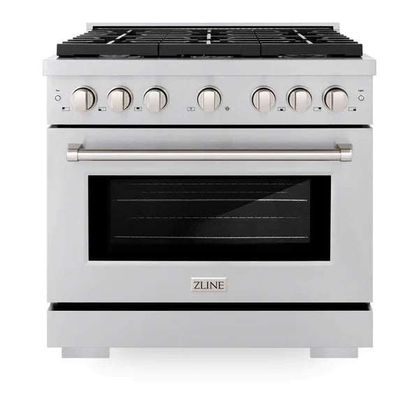 ZLINE Paramount 36" Gas Range with Convection Oven and 6 Brass Burners in Stainless Steel, SGR-BR-36