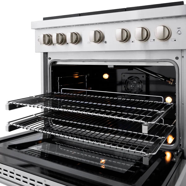 ZLINE Paramount 36" Gas Range with Convection Oven and 6 Brass Burners in Stainless Steel, SGR-BR-36