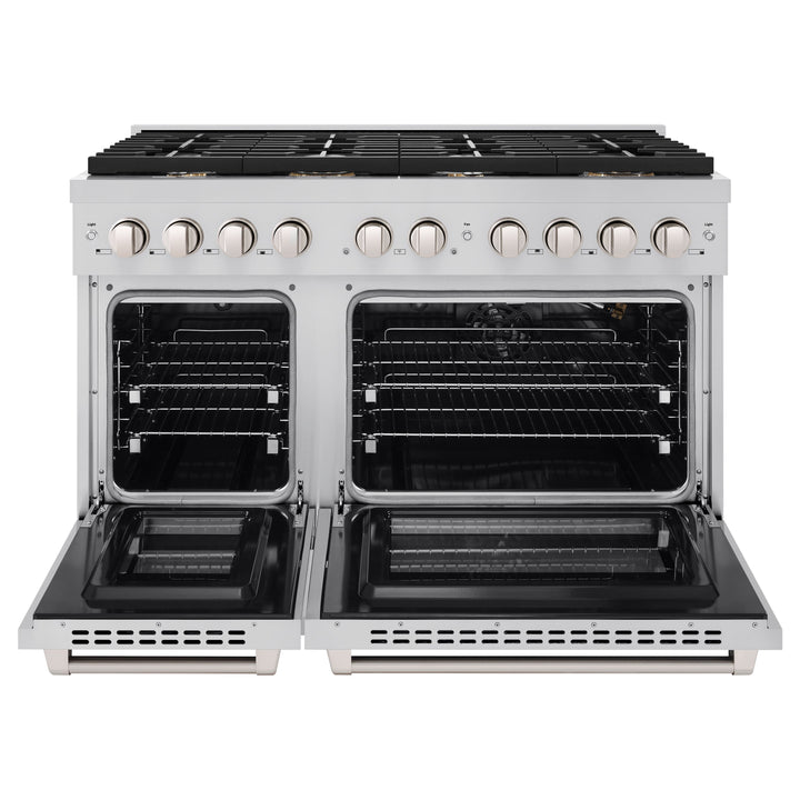 ZLINE Paramount 48” 6.7 cu. ft. Gas Range with Convection Oven and 8 Brass Burners in Stainless Steel, SGR-BR-48