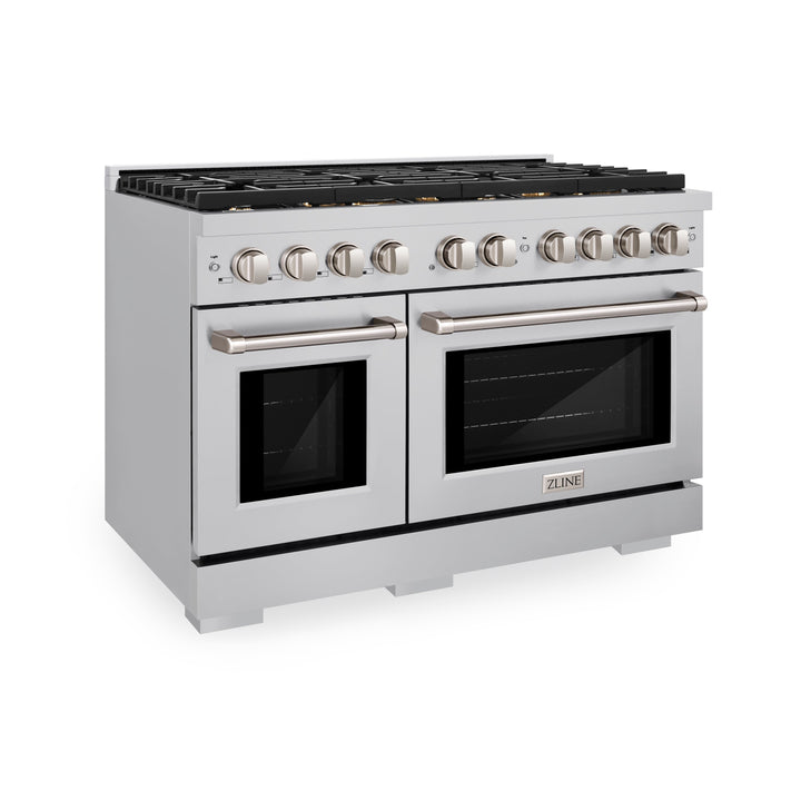 ZLINE Paramount 48” 6.7 cu. ft. Gas Range with Convection Oven and 8 Brass Burners in Stainless Steel, SGR-BR-48