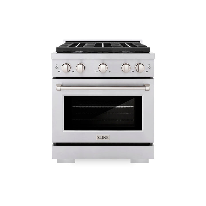 ZLINE 30 in. 4.2 cu. ft. Paramount Gas Range with 4 Burner Cooktop and Convection Gas Oven in Stainless Steel, Open Box-Excellent Condition