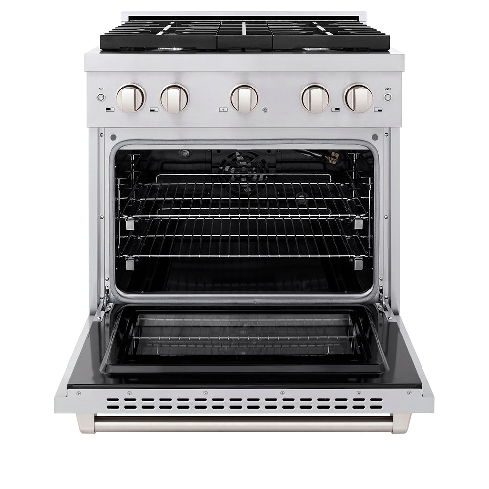 ZLINE 30 in. 4.2 cu. ft. Paramount Gas Range with 4 Burner Cooktop and Convection Gas Oven in Stainless Steel, Open Box-Excellent Condition
