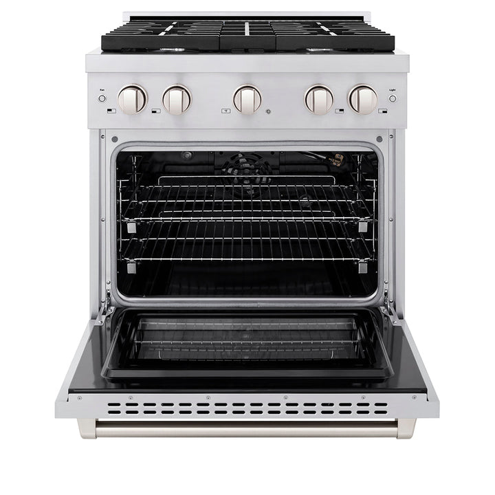 ZLINE 30 in. 4.2 cu. ft. Paramount Gas Range with 4 Burner Cooktop and Convection Gas Oven in Stainless Steel, Open Box-Excellent Condition