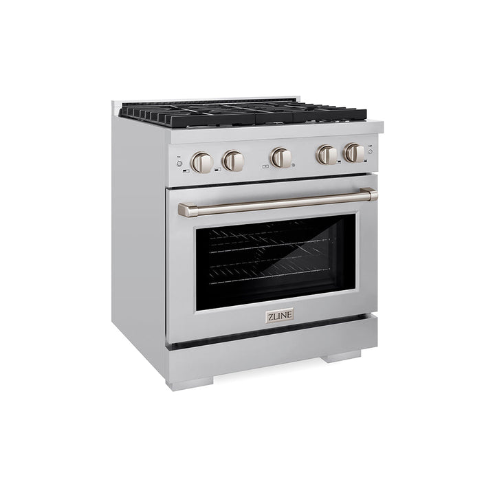 ZLINE 30 in. 4.2 cu. ft. Paramount Gas Range with 4 Burner Cooktop and Convection Gas Oven in Stainless Steel, Open Box-Excellent Condition