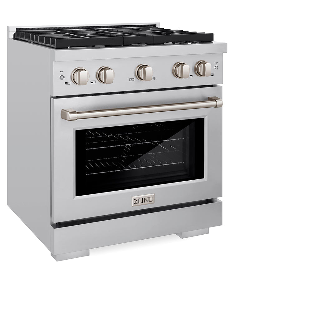 ZLINE 30 in. 4.2 cu. ft. Paramount Gas Range with 4 Burner Cooktop and Convection Gas Oven in Stainless Steel, Open Box-Excellent Condition