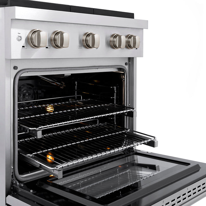 ZLINE 30 in. 4.2 cu. ft. Paramount Gas Range with 4 Burner Cooktop and Convection Gas Oven in Stainless Steel, Open Box-Excellent Condition
