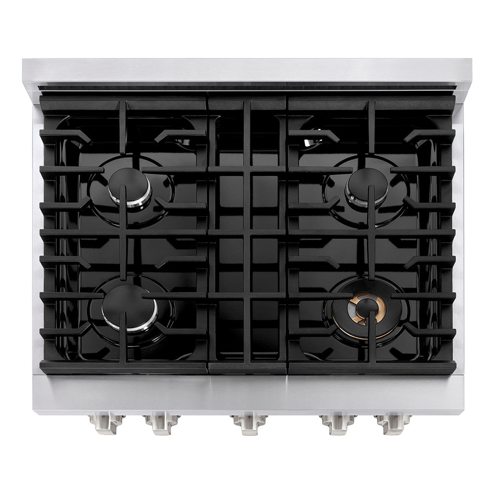 ZLINE 30 in. 4.2 cu. ft. Paramount Gas Range with 4 Burner Cooktop and Convection Gas Oven in Stainless Steel, Open Box-Excellent Condition