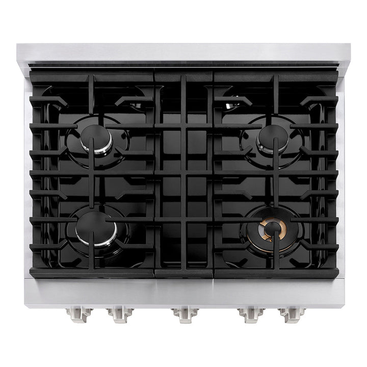 ZLINE 30 in. 4.2 cu. ft. Paramount Gas Range with 4 Burner Cooktop and Convection Gas Oven in Stainless Steel, Open Box-Excellent Condition