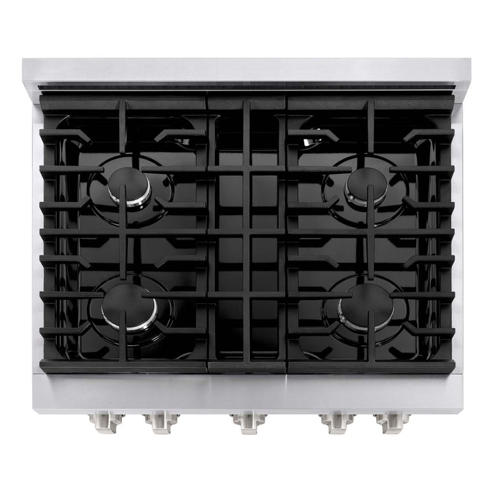 ZLINE 30 in. Kitchen Package with Stainless Steel Gas Range, Convertible Vent Range Hood and Tall Tub Dishwasher (3KP-SGRRH30-DWV)