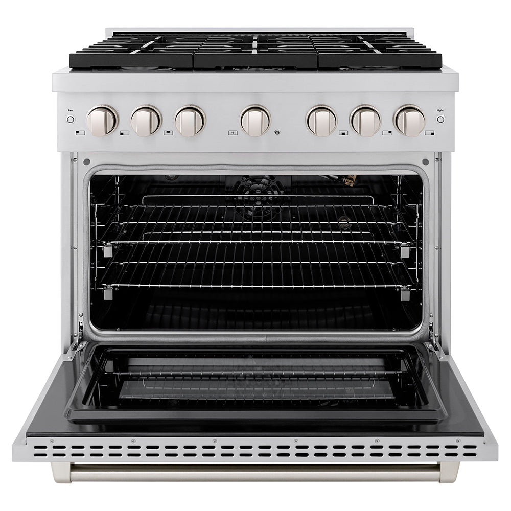 ZLINE 36 in. 5.2 cu. ft. Paramount Gas Range with 6 Burner Cooktop and Convection Gas Oven in Stainless Steel, Open Box-Excellent Condition