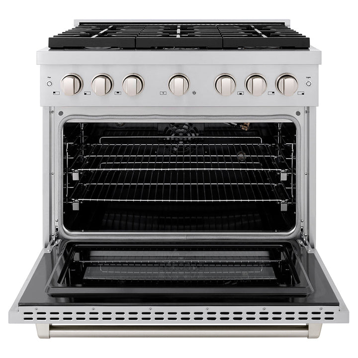 ZLINE 36 in. 5.2 cu. ft. Paramount Gas Range with 6 Burner Cooktop and Convection Gas Oven in Stainless Steel, Open Box-Excellent Condition