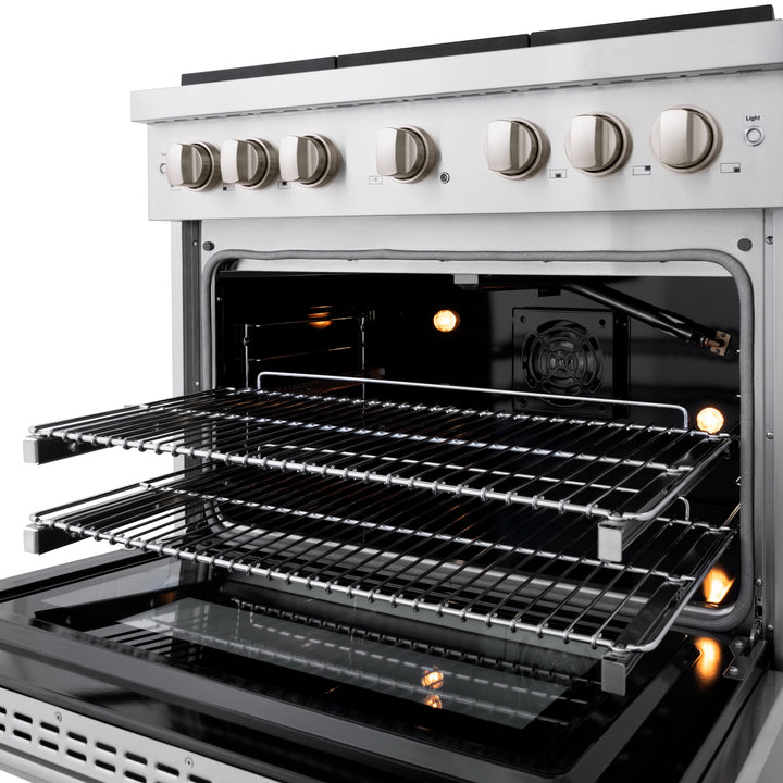 ZLINE 36" Paramount Gas Range with 6 Burner Cooktop and Convection Gas Oven in Stainless Steel 5.2 cu. ft.