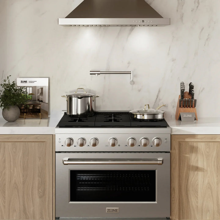 ZLINE Paramount 36" Gas Range with Convection Oven and 6 Brass Burners in Stainless Steel, SGR-BR-36