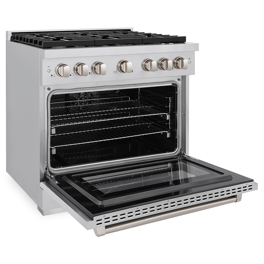ZLINE 36 in. 5.2 cu. ft. Paramount Gas Range with 6 Burner Cooktop and Convection Gas Oven in Stainless Steel, Open Box-Good Condition