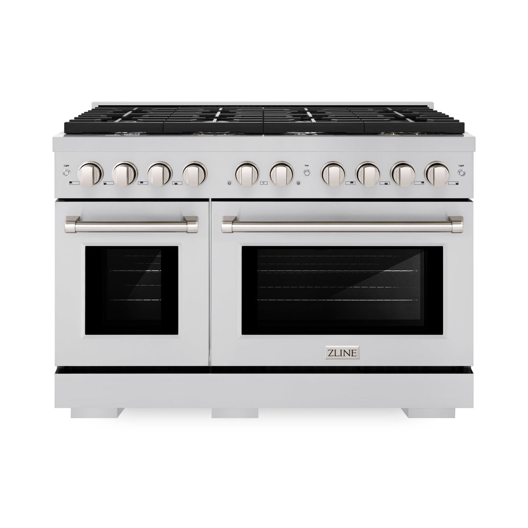 ZLINE 48" Paramount Double Oven Gas Range with 8 Burner Cooktop in Stainless Steel
