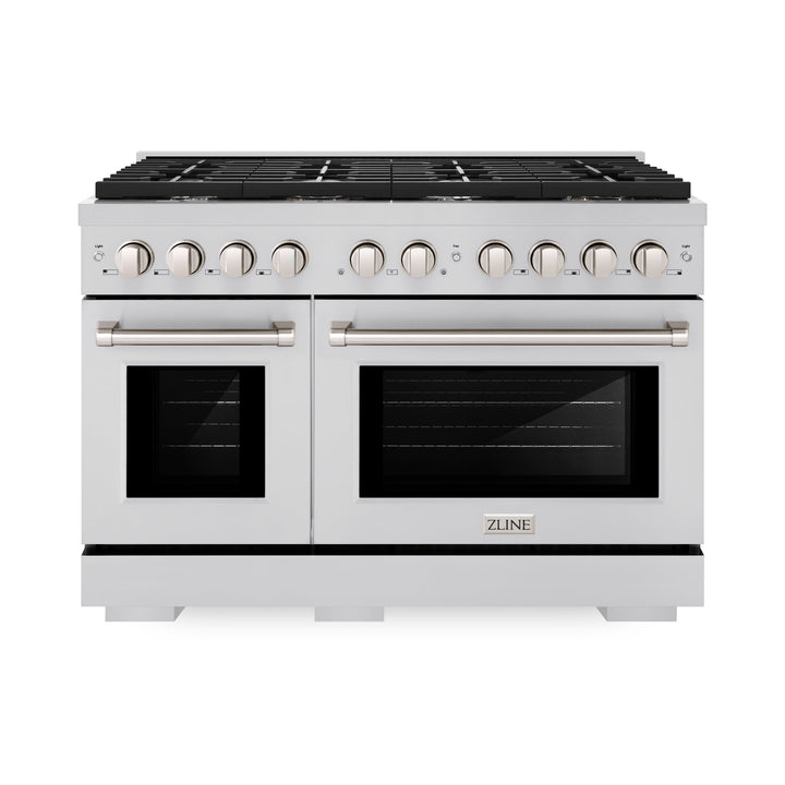 ZLINE 48" Paramount Double Oven Gas Range with 8 Burner Cooktop in Stainless Steel