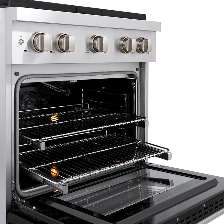 ZLINE 30 in. 4.2 cu. ft. Paramount Gas Range with 4 Burner DuoPro™ Cooktop and Convection Gas Oven with Black Matte Door (PSGR-BLM-30)