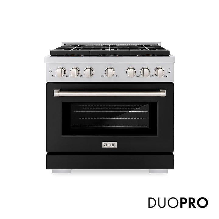ZLINE 30 in. 4.2 cu. ft. Paramount Gas Range with 4 Burner DuoPro™ Cooktop and Convection Gas Oven with Black Matte Door (PSGR-BLM-30)