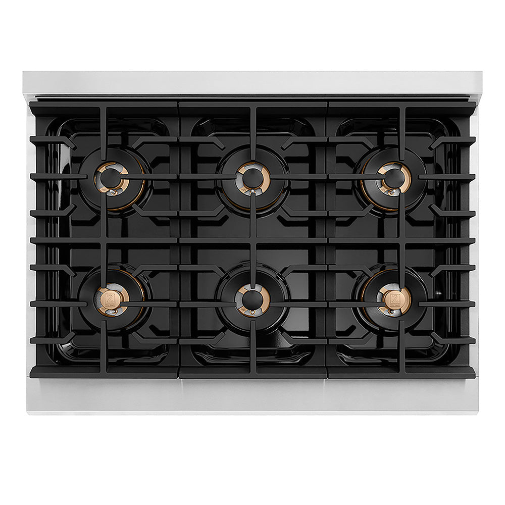 ZLINE 36 in. 5.2 cu. ft. Paramount Gas Range with 6 Burner DuoPro™ Cooktop and Convection Gas Oven with Black Matte Door (PSGR-BLM-36)