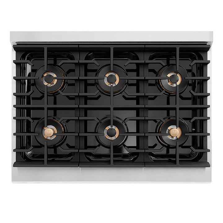 ZLINE 36 in. 5.2 cu. ft. Paramount Gas Range with 6 Burner DuoPro™ Cooktop and Convection Gas Oven with Black Matte Door (PSGR-BLM-36)