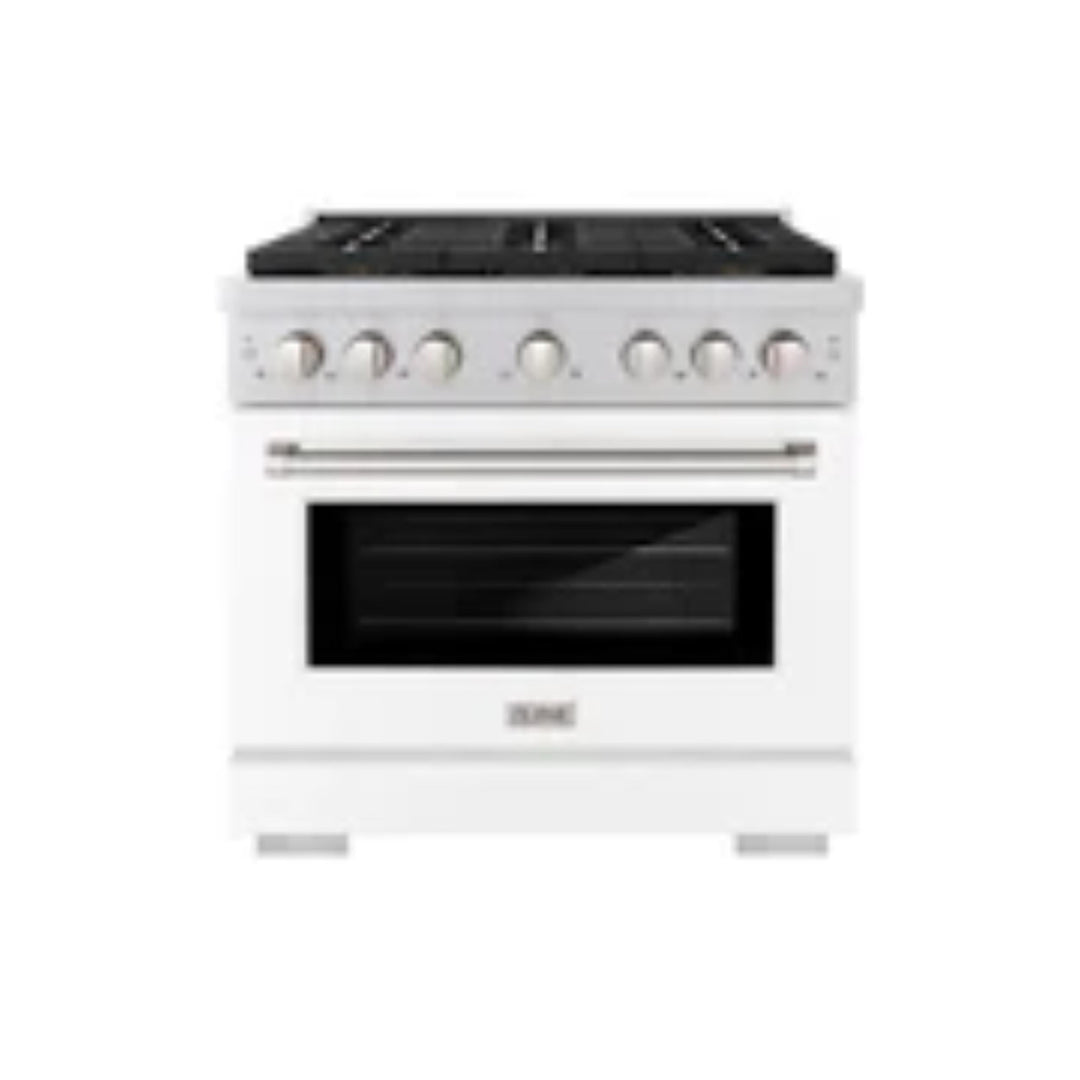 ZLINE Autograph Edition 48" &amp; 36" Paramount Gas Ranges with  Cooktop and Dual Ovens in White Matte Doors