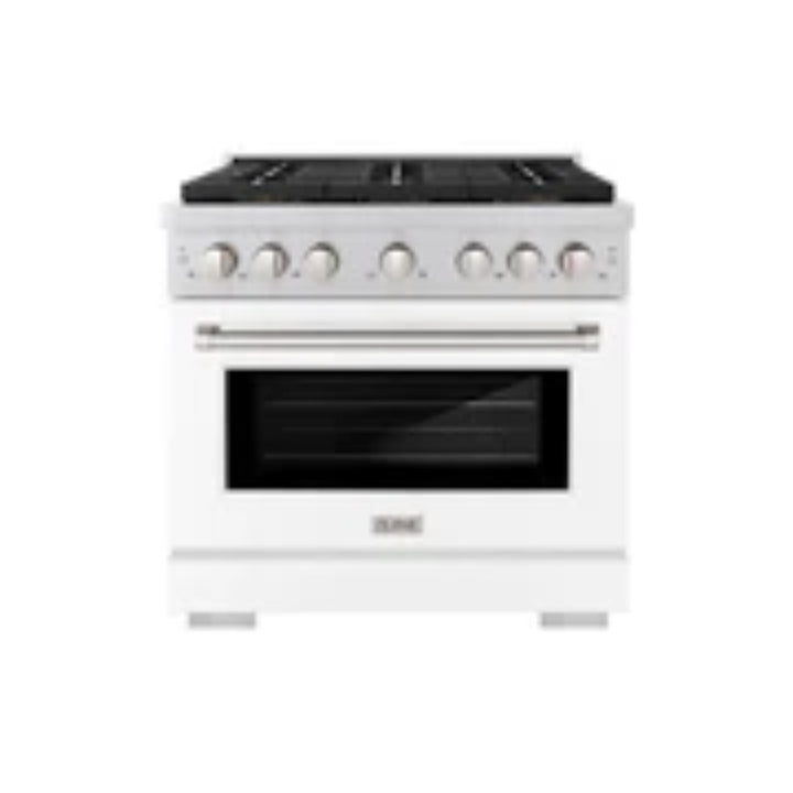 ZLINE Autograph Edition 48" &amp; 36" Paramount Gas Ranges with  Cooktop and Dual Ovens in White Matte Doors