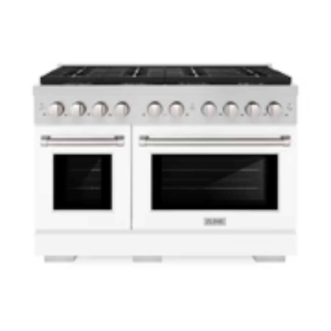ZLINE Autograph Edition 48" &amp; 36" Paramount Gas Ranges with  Cooktop and Dual Ovens in White Matte Doors