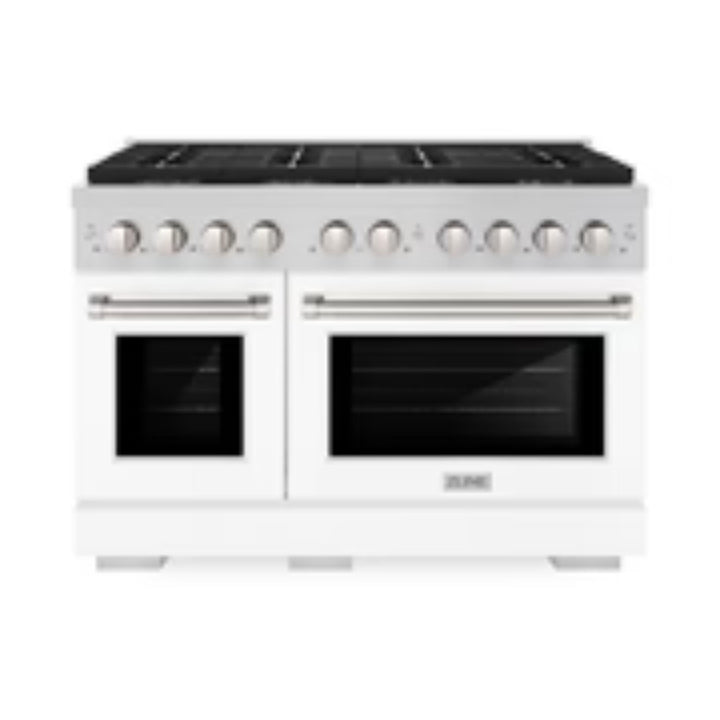 ZLINE Autograph Edition 48" &amp; 36" Paramount Gas Ranges with  Cooktop and Dual Ovens in White Matte Doors