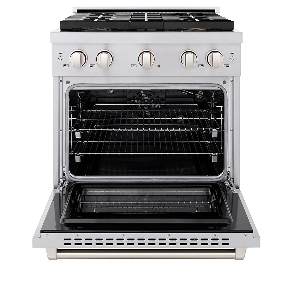 ZLINE 30 in. 4.2 cu. ft. Paramount Gas Range with 4 Burner DuoPro™ Cooktop and Convection Gas Oven in Stainless Steel, Open Box-Excellent Condition