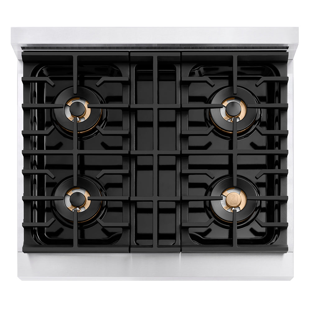 ZLINE 30 in. 4.2 cu. ft. Paramount Gas Range with 4 Burner DuoPro™ Cooktop and Convection Gas Oven in Stainless Steel (PSGR30)