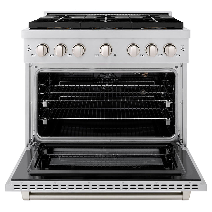 ZLINE 36 in. 5.2 cu. ft. Paramount Gas Range with 6 Burner DuoPro™ Cooktop and Convection Gas Oven in Stainless Steel (PSGR36)