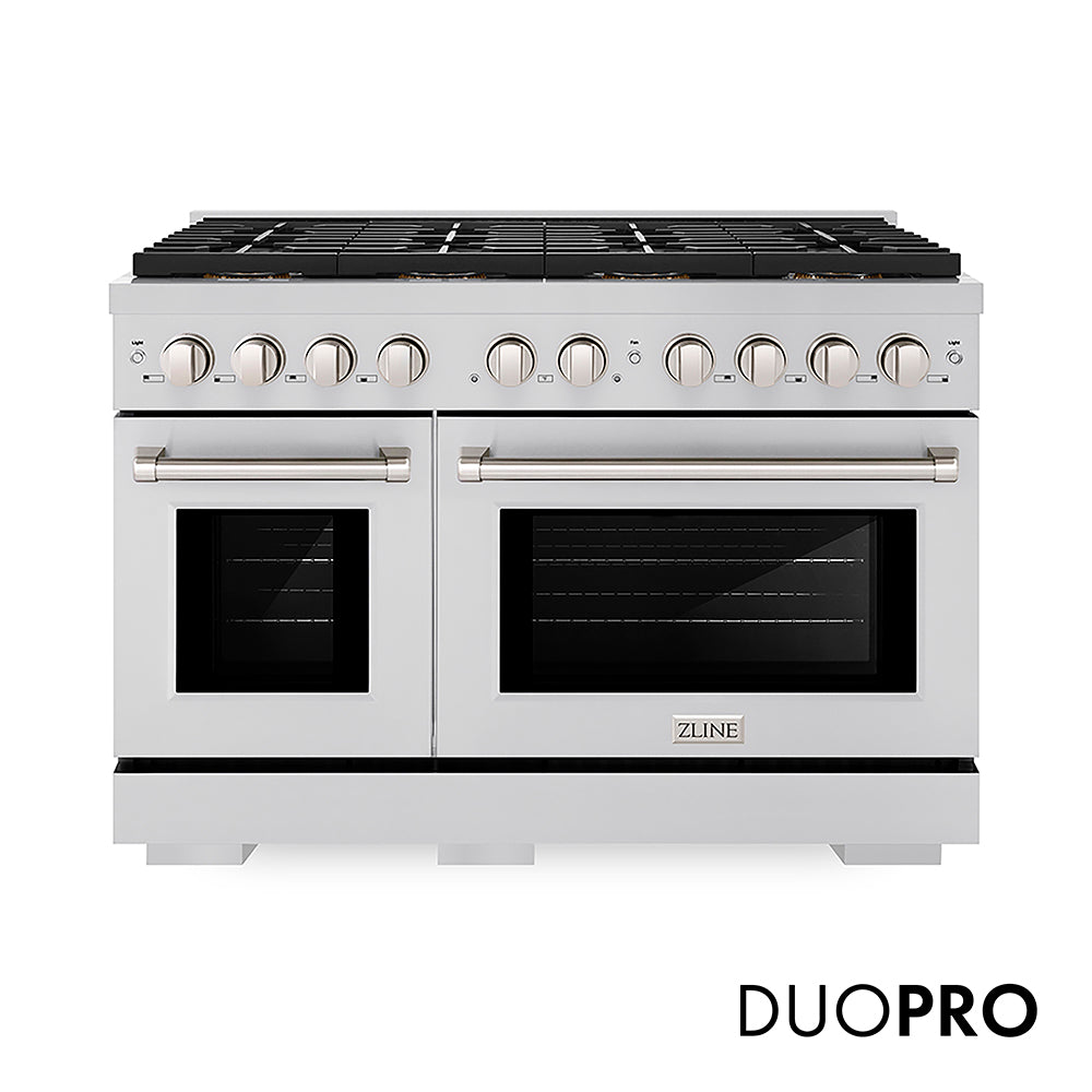 ZLINE 48 in. 6.7 cu. ft. Paramount Gas Range with 8 Burner DuoPro™ Cooktop and Dual Ovens in Stainless Steel, Open Box-Excellent Condition