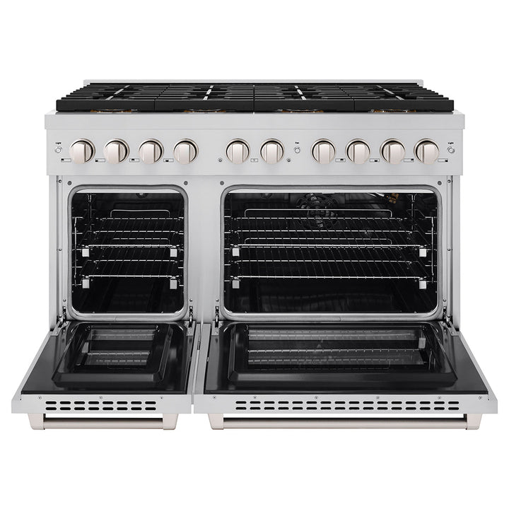 ZLINE 48 in. 6.7 cu. ft. Paramount Gas Range with 8 Burner DuoPro™ Cooktop and Dual Ovens in Stainless Steel (PSGR48)