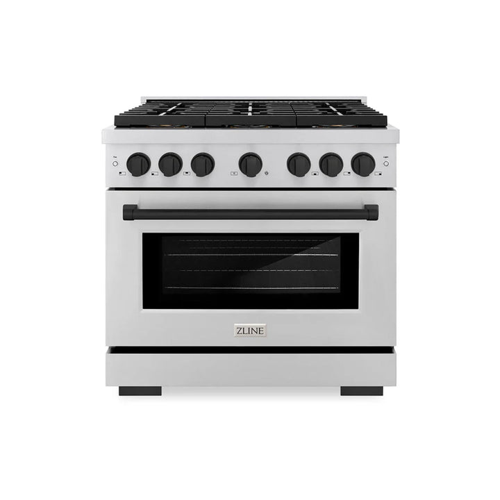 ZLINE Autograph Edition 48" &amp; 36" Paramount Gas Ranges with 6 and 8 Burner DuoPro™ Cooktop and Dual Ovens in Stainless Steel with Black Matte, Polished Gold, and Champagne Bronze Accents