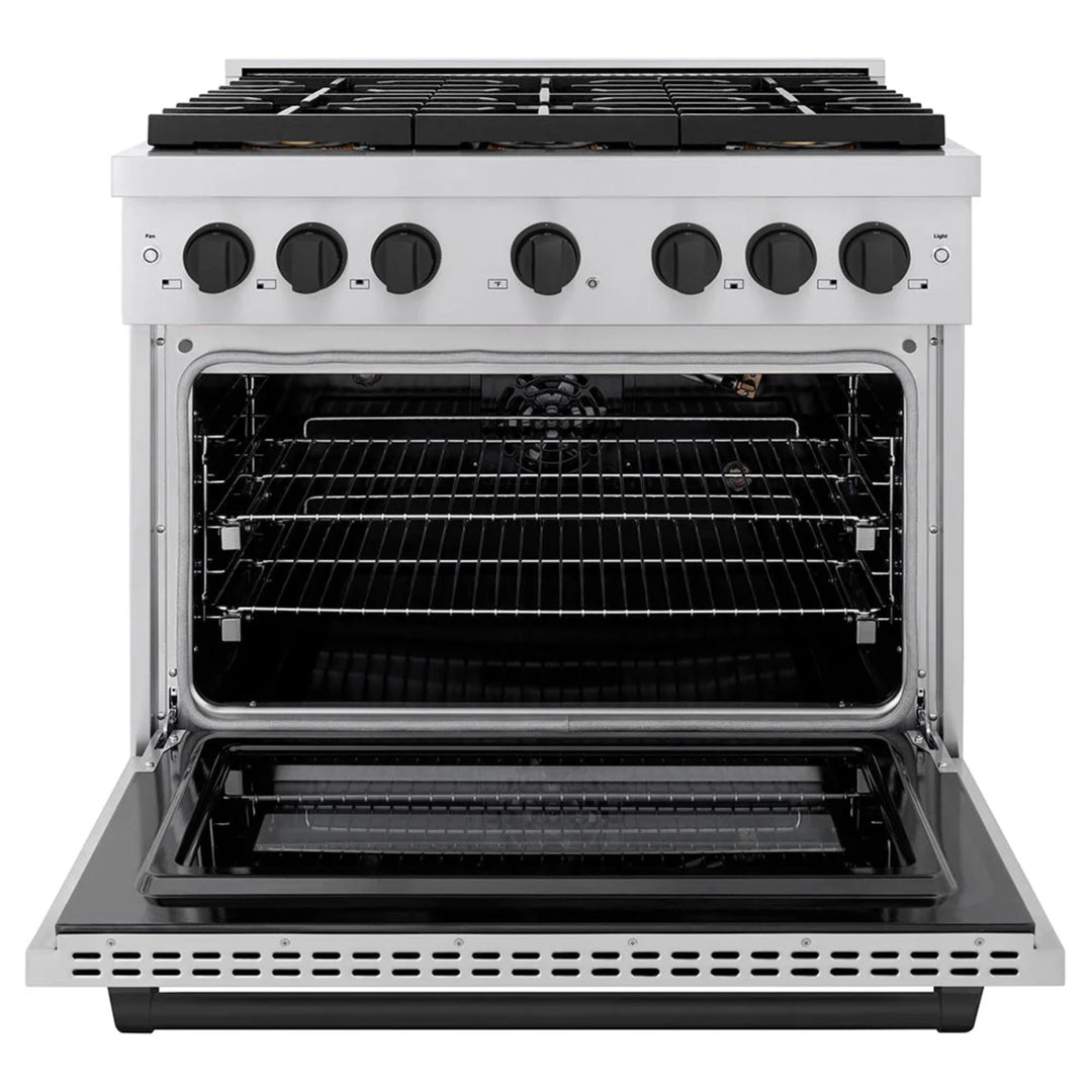 ZLINE Autograph Edition 48" &amp; 36" Paramount Gas Ranges with 6 and 8 Burner DuoPro™ Cooktop and Dual Ovens in Stainless Steel with Black Matte, Polished Gold, and Champagne Bronze Accents