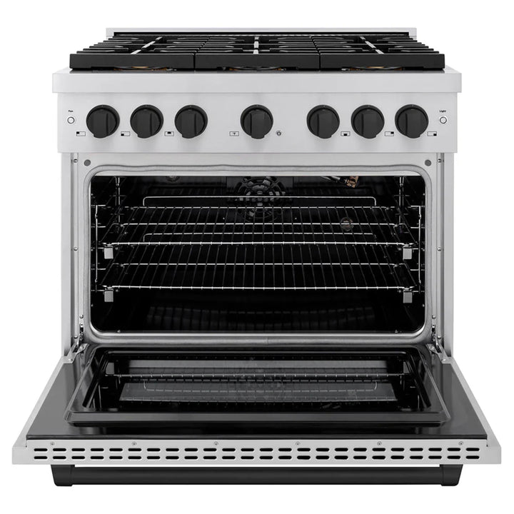 ZLINE Autograph Edition 48" &amp; 36" Paramount Gas Ranges with 6 and 8 Burner DuoPro™ Cooktop and Dual Ovens in Stainless Steel with Black Matte, Polished Gold, and Champagne Bronze Accents