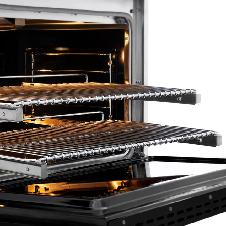 ZLINE Autograph Edition 48" &amp; 36" Paramount Gas Ranges with 6 and 8 Burner DuoPro™ Cooktop and Convection Gas Oven with Black Matte Door Polished Gold or Champagne Bronze Accents