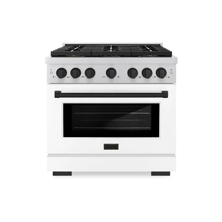 ZLINE Autograph Edition Paramount Gas Ranges with 6 and 8 Burner Cooktops, Convection Ovens, White Matte Doors, and Matte Black Accents