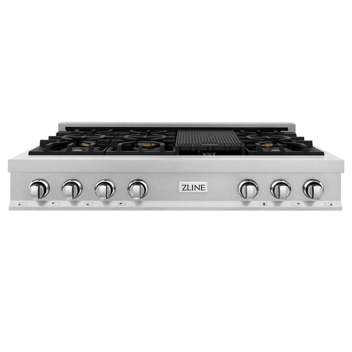 ZLINE Legacy Gas Rangetops in Satin Stainless Steel with Brass Burners &amp; Griddle – 30", 36", &amp; 48"
