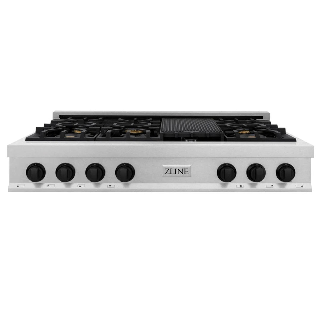 ZLINE Autograph Edition Legacy Gas Rangetops in Satin Stainless Steel with Matte Black Accents