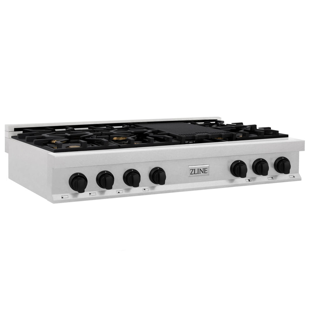 ZLINE Autograph Edition Legacy Gas Rangetops in Satin Stainless Steel with Matte Black Accents