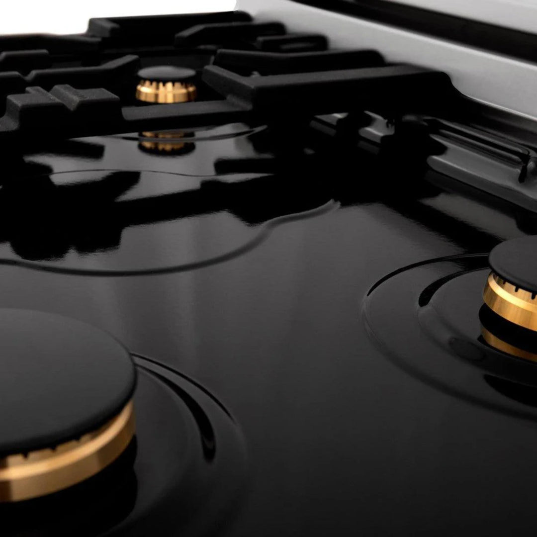 ZLINE Autograph Edition Legacy Gas Rangetops in Stainless Steel with Polished Gold Accents