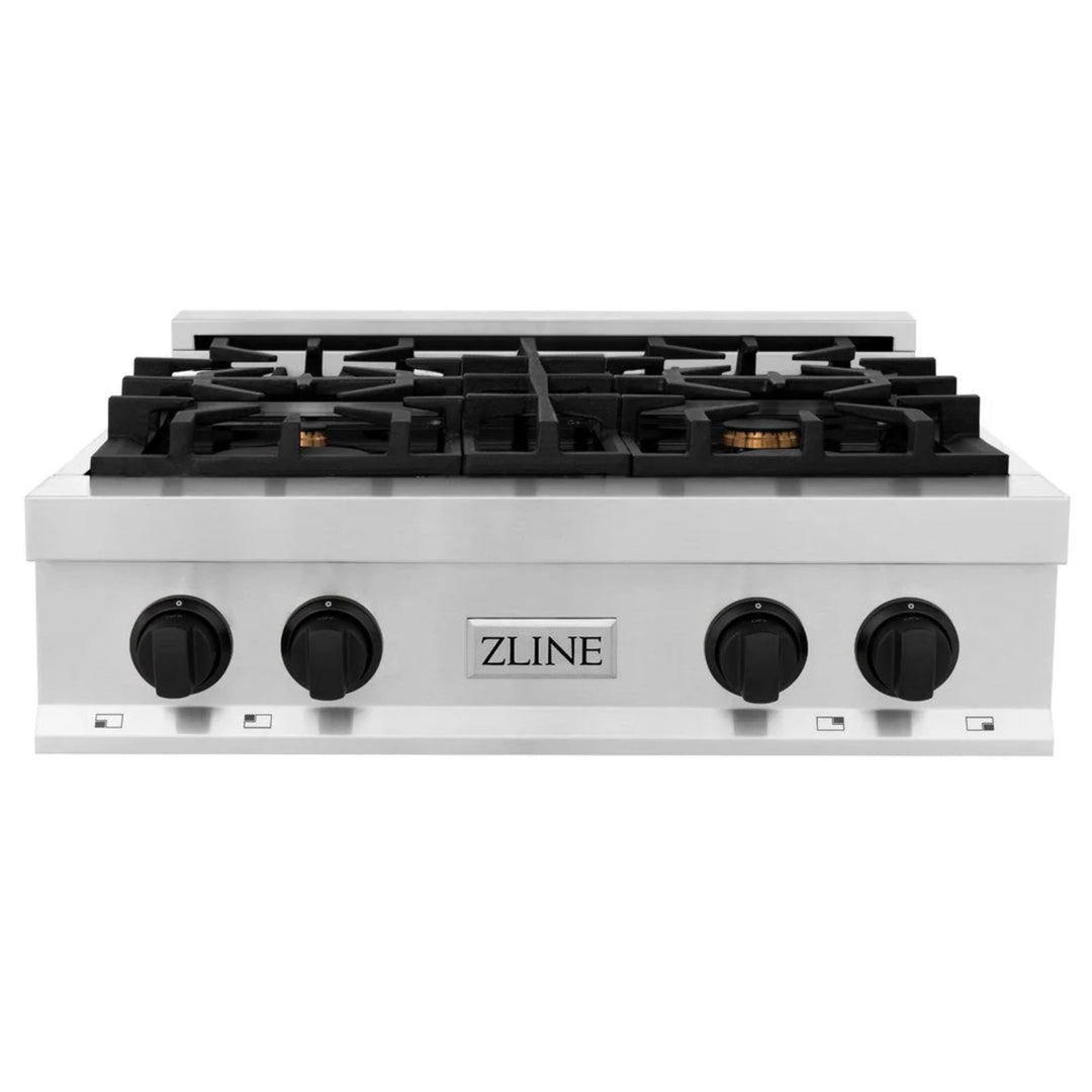 ZLINE Autograph Edition Legacy Gas Rangetops in Stainless Steel with Matte Black Accents