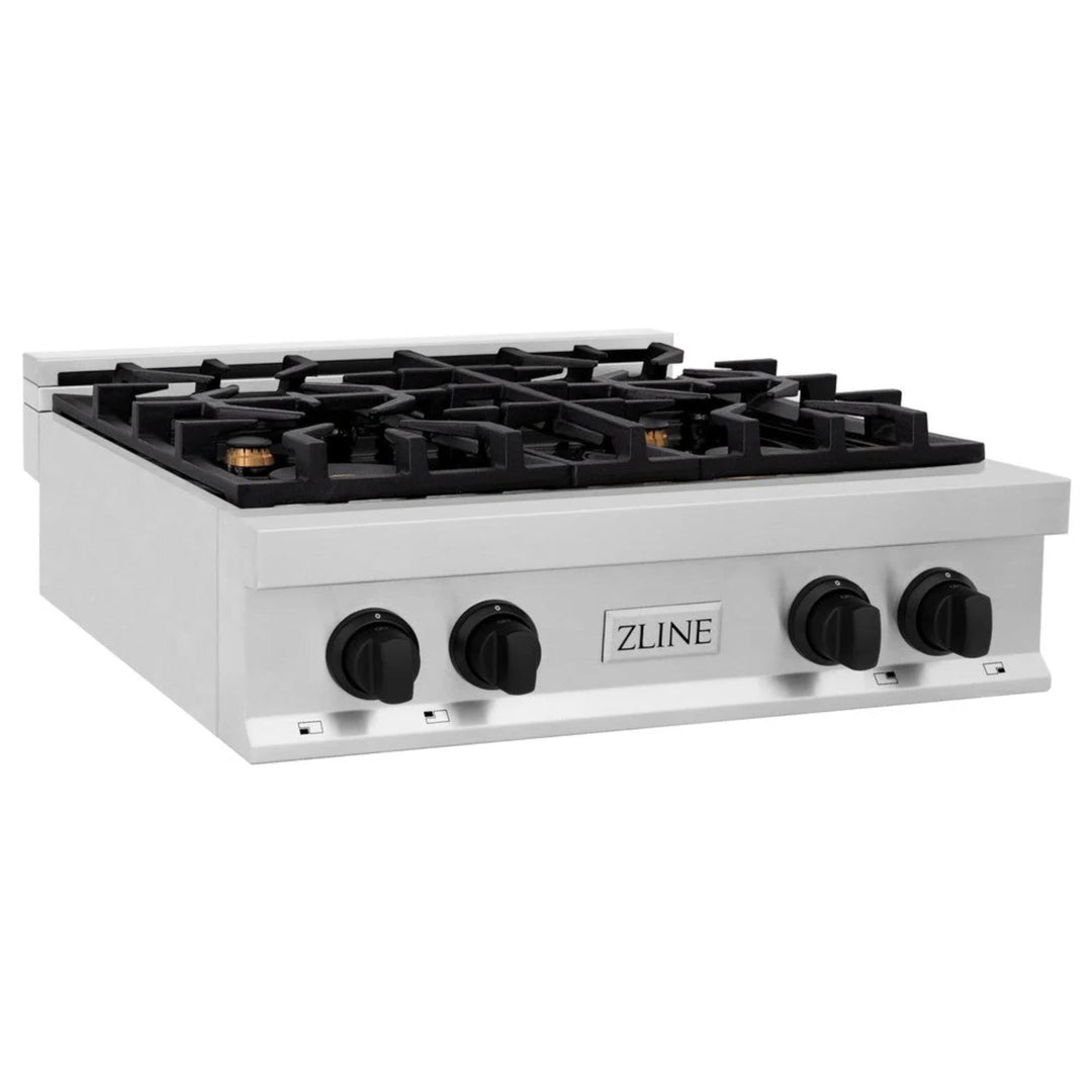 ZLINE Autograph Edition Legacy Gas Rangetops in Stainless Steel with Matte Black Accents