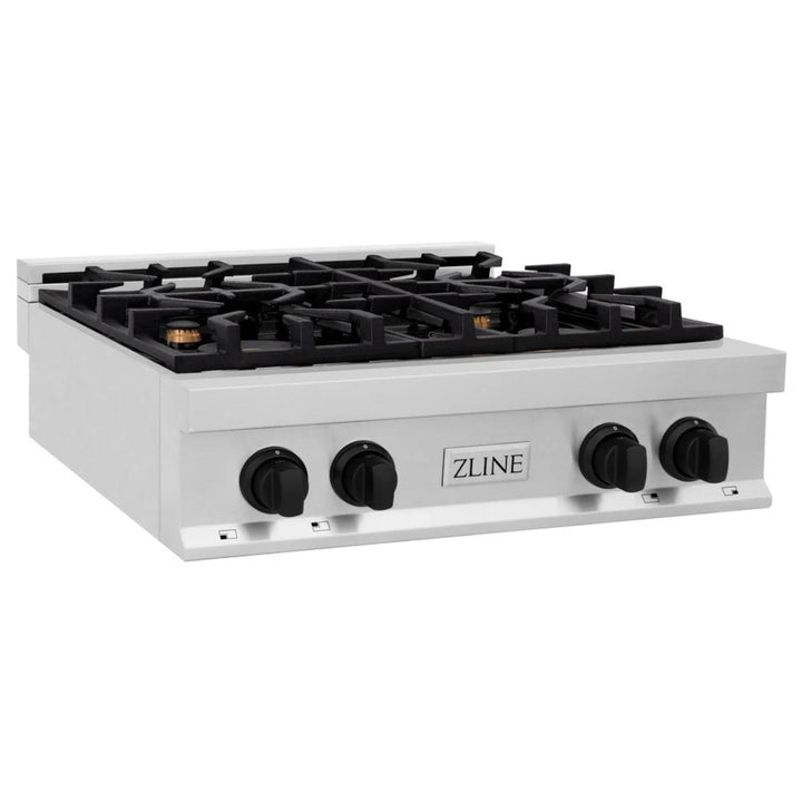 ZLINE Autograph Edition Legacy Gas Rangetops in Stainless Steel with Matte Black Accents